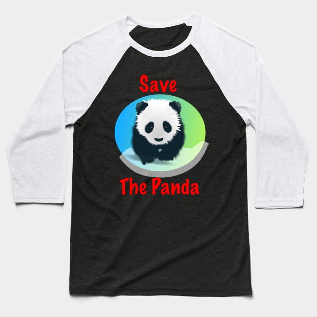 Save The Panda Baseball T-Shirt by BlueDolphinStudios